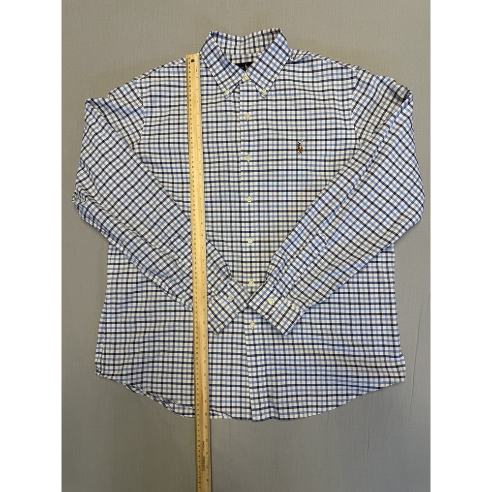 Ralph Lauren Gingham Long Sleeve Shirt Light Blue Plaid Mens Large - Picture 12 of 12